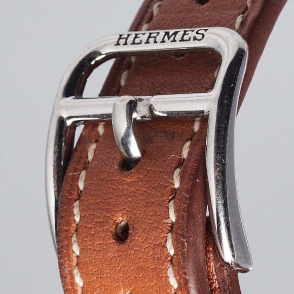 Hermes Gold Swift Leather Stainless Steel Kelly PM Quartz Watch KE1.210 - Picture 10 of 10